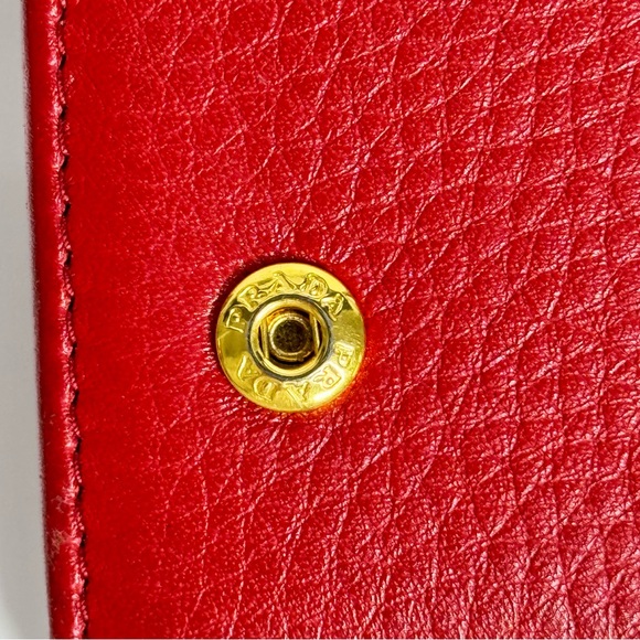 Prada Long Wallet Red Leather Gold Hardware - Picture 13 of 13